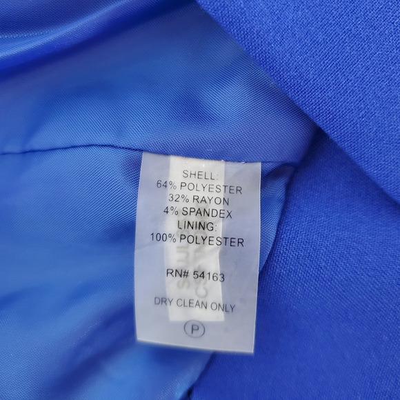 Calvin Klein Womens Open Front Jacket Royal Blue Lined Zippers Petites 2P - Picture 10 of 11